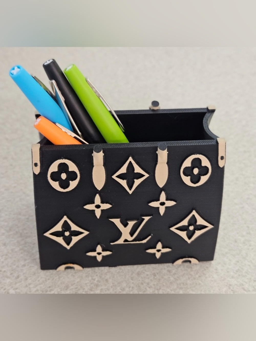 3D Printed Black and Tan "LV Fashion" Pen Holder